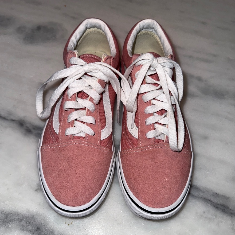 Vans Kids Old Skool Suede/Canvas Sneaker Rosette/True White Size 4 Like New - Picture 5 of 9